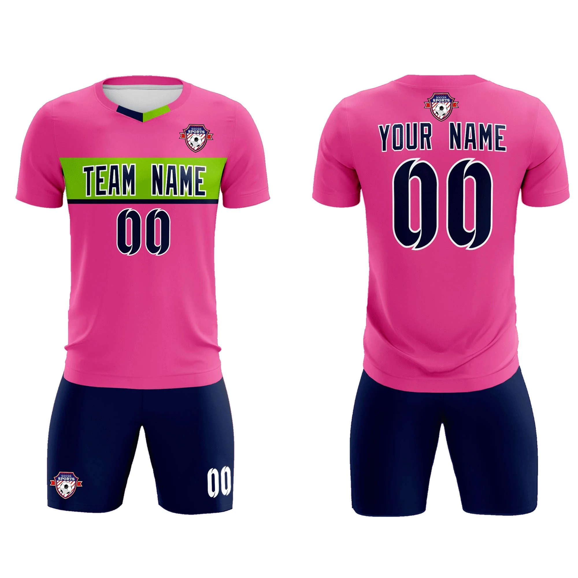Custom Pink Classic Sports Sets Soccer Shirt Jersey - Image 2